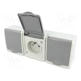 1 pcs x PAWBOL - D.3614SGGG/1 - Connector: AC supply, socket, 2P+PE, 250VAC, 16A, grey, PIN: 3, IP44