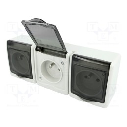 1 pcs x PAWBOL - D.3614GGG/1 - Connector: AC supply, socket, 2P+PE, 250VAC, 16A, grey, PIN: 3, IP44