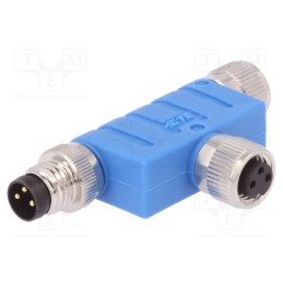 1 pcs x TE Connectivity - T4082102003-000 - T adapter, M8 male,M8 female x2, PIN: 3, T, IP67, Polarisation: A