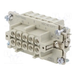 1 pcs x WEIDMu00dcLLER - 1745770000 HDC HE 10 FT - Connector: rectangular, female, PIN: 10, 10+PE, size 4, screws, 16A