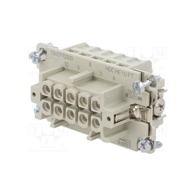 1 pcs x WEIDMu00dcLLER - 1745770000 HDC HE 10 FT - Connector: rectangular, female, PIN: 10, 10+PE, size 4, screws, 16A