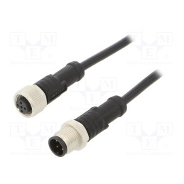 1 pcs x AMPHENOL LTW - M12A04ML-12AFL-SD001 - Cable: for sensors/automation, PIN: 4, M12-M12, 1m, plug, plug, 250V