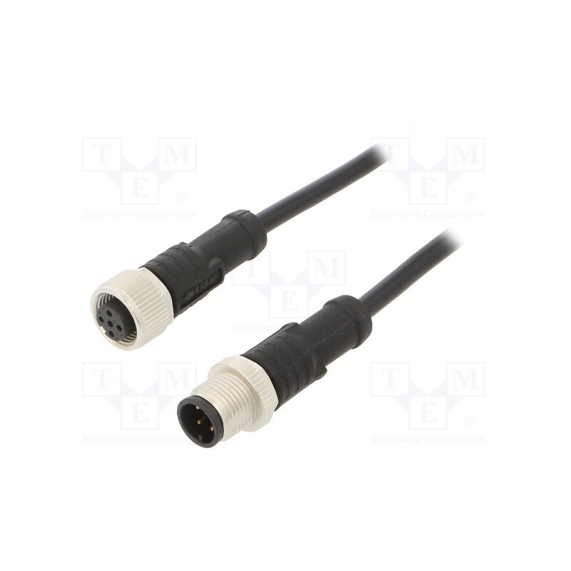 1 pcs x AMPHENOL LTW - M12A04ML-12AFL-SD001 - Cable: for sensors/automation, PIN: 4, M12-M12, 1m, plug, plug, 250V
