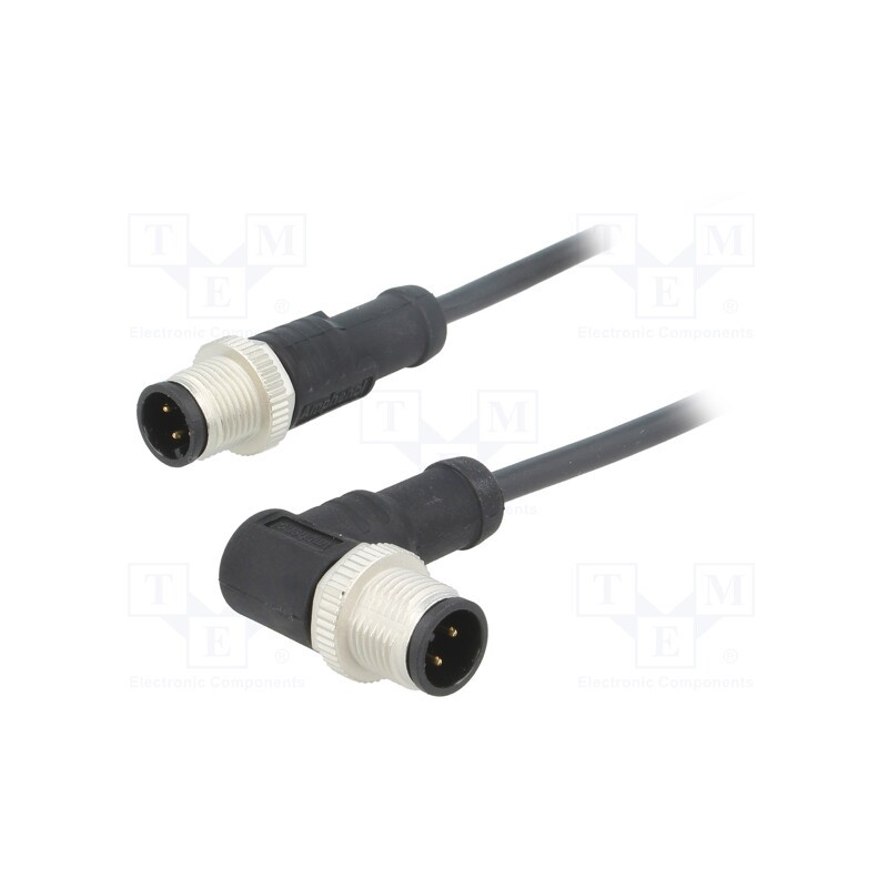 1 pcs x AMPHENOL LTW - M12A04ML-12AMR-SB001 - Cable: for sensors/automation, PIN: 4, M12-M12, 1m, plug, plug, 250V