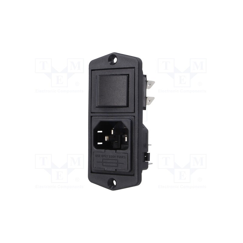 1 pcs x BULGIN - BVA01/Z0000/10 - Connector: AC supply, socket, male, 10A, 250VAC, IEC 60320, C14 (E)