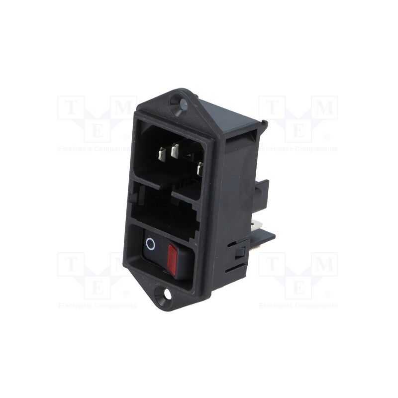 1 pcs x SCHURTER - DD11.0113.1110 - Connector: AC supply, socket, male, 10A, 250VAC, IEC 60320, C14 (E)
