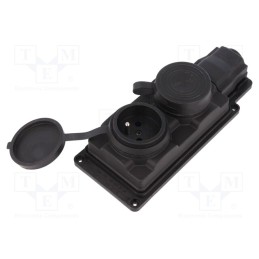 1 pcs x PAWBOL - D.3159/2 - Connector: AC supply, socket, 2P+PE, 250VAC, 16A, black, IP44