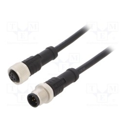 1 pcs x AMPHENOL LTW - M12A05ML-12AFL-SDA05 - Cable: for sensors/automation, PIN: 5, M12-M12, 0.5m, plug, plug