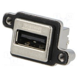 1 pcs x Amphenol Communications Solutions - MUSB-A511-N0 - Socket, USB A, MUSB, for panel mounting,screw, THT, straight, IP67