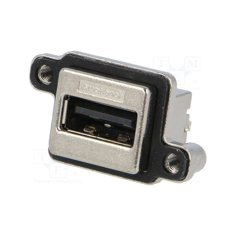 1 pcs x Amphenol Communications Solutions - MUSB-A511-N0 - Socket, USB A, MUSB, for panel mounting,screw, THT, straight, IP67