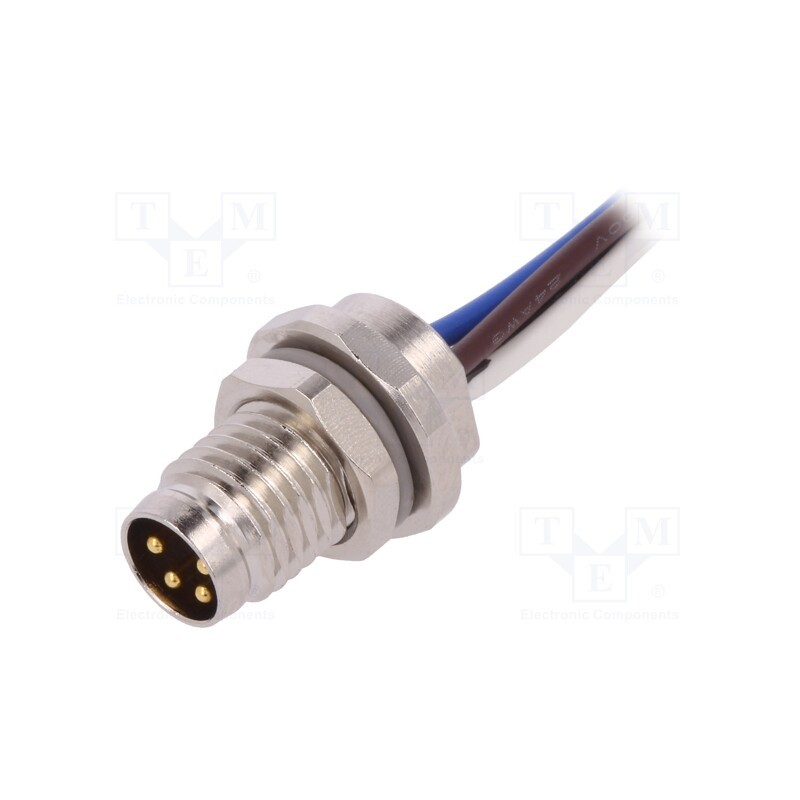 1 pcs x TE Connectivity - T4070014041-001 - Connector: M8, Len: 0.2m, male, PIN: 4, socket, IP67, 30V