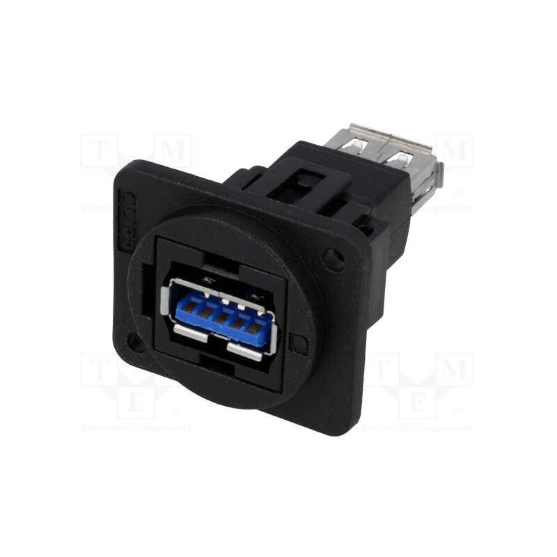 1 pcs x CLIFF - CP30205NX - Coupler, USB A socket,both sides, FT, USB 3.0, plastic, 19x24mm