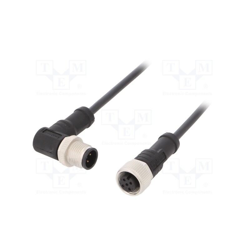 1 pcs x AMPHENOL LTW - M12A04FL-12AMR-SB001 - Cable: for sensors/automation, PIN: 4, M12-M12, 1m, plug, plug, 250V