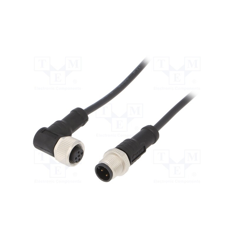 1 pcs x AMPHENOL LTW - M12A04ML-12AFR-SB001 - Cable: for sensors/automation, PIN: 4, M12-M12, 1m, plug, plug, 250V