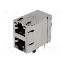 1 pcs x BEL FUSE - 0845-2R1T-E4 - Socket, RJ45, PIN: 8, shielded,double,with LED, Layout: 8p8c, THT