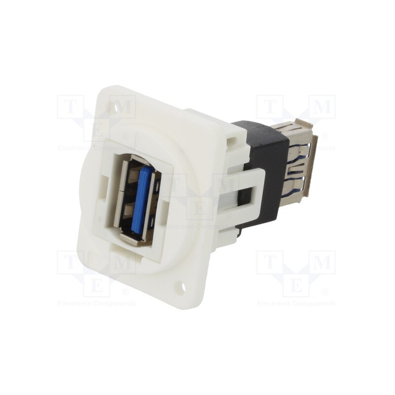 1 pcs x CLIFF - CP30205NXW - Coupler, USB A socket,both sides, FT, USB 3.0, plastic, 19x24mm