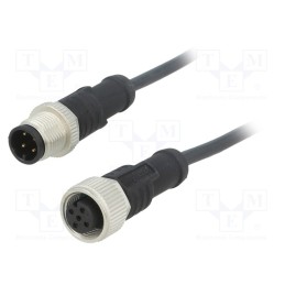 1 pcs x AMPHENOL LTW - M12A04ML-12AFL-SB001 - Cable: for sensors/automation, PIN: 4, M12-M12, 1m, plug, plug, 250V