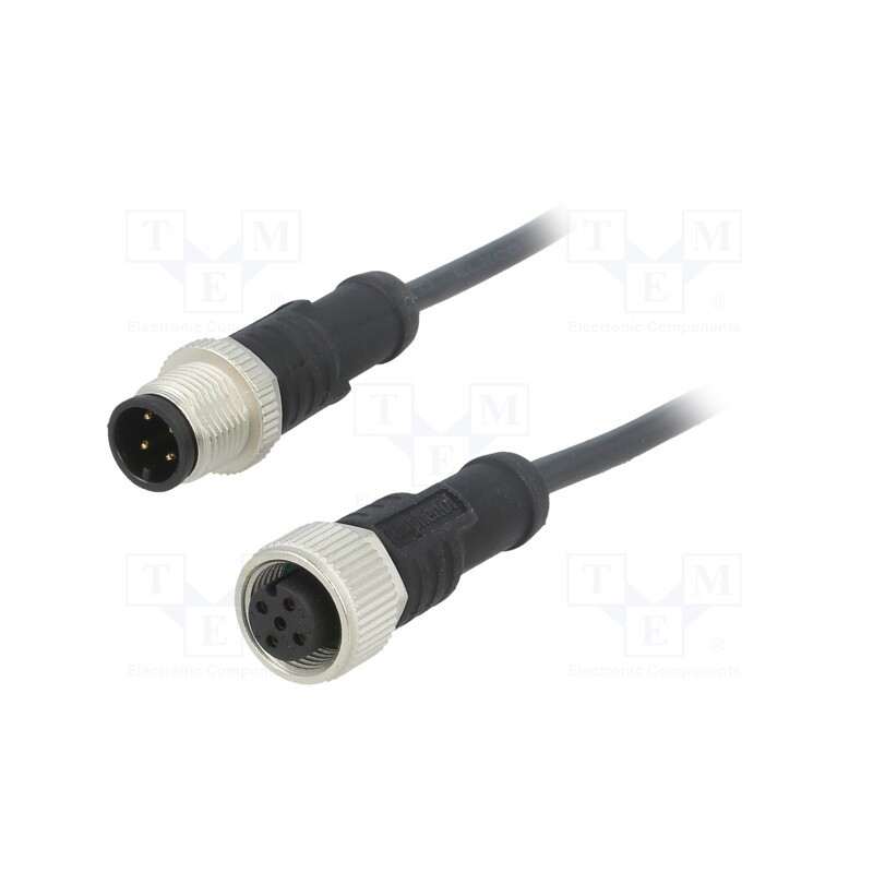 1 pcs x AMPHENOL LTW - M12A04ML-12AFL-SB001 - Cable: for sensors/automation, PIN: 4, M12-M12, 1m, plug, plug, 250V