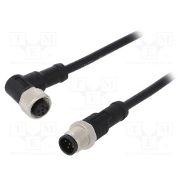 1 pcs x AMPHENOL LTW - M12A05ML-12AFR-SDA05 - Cable: for sensors/automation, PIN: 5, M12-M12, 0.5m, plug, plug