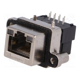 1 pcs x Amphenol Communications Solutions - MRJ-5380-01 - Socket, RJ45, UL94V-0, IP67, for panel mounting, THT, angled 90°