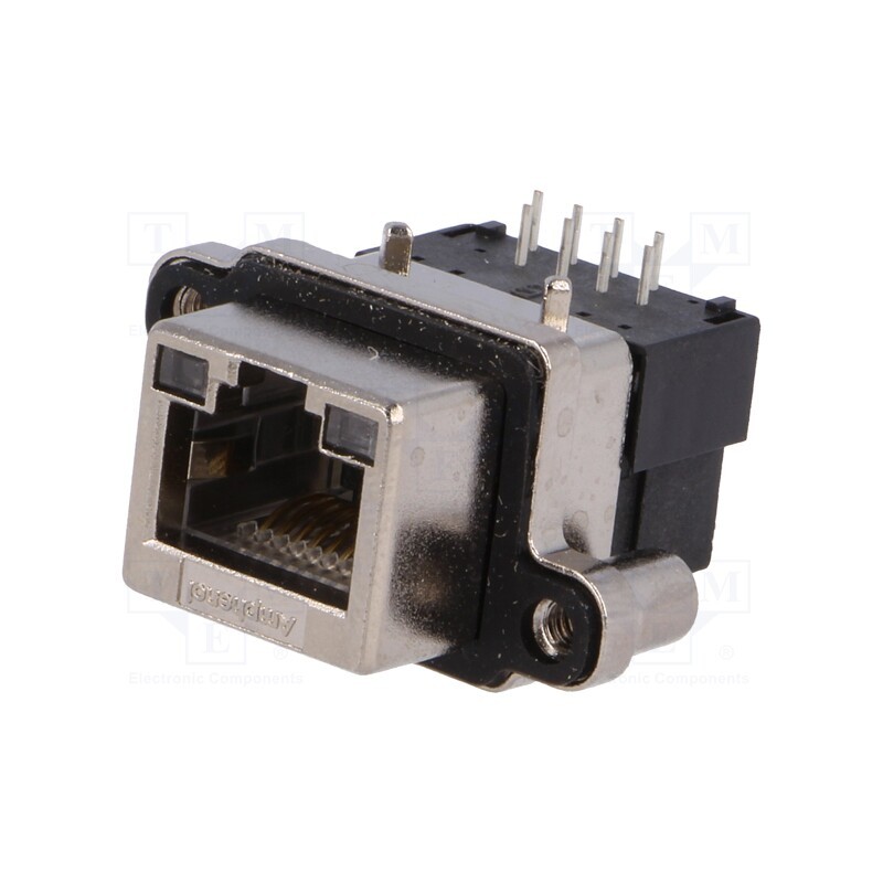 1 pcs x Amphenol Communications Solutions - MRJ-5380-01 - Socket, RJ45, UL94V-0, IP67, for panel mounting, THT, angled 90°
