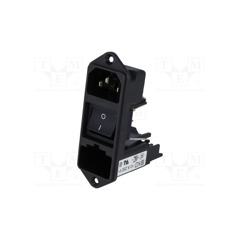 1 pcs x SCHURTER - KD14.1101.151 - Connector: AC supply, socket, male, 10A, 250VAC, IEC 60320, C14 (E)