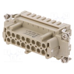 1 pcs x DEGSON ELECTRONICS - DE-016-FS - Connector: HDC, contact insert, female, DE, PIN: 16, 16+PE, 16A, 500V
