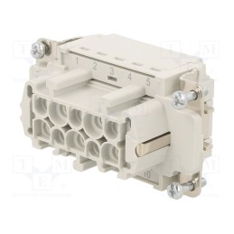 1 pcs x AMPHENOL - C14610B0106001 - Connector: HDC, contact insert, female, C146, PIN: 10, 10+PE, 16A