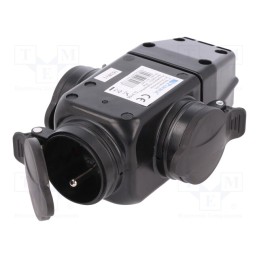 1 pcs x PAWBOL - D.3156 - Connector: AC supply, socket, 2P+PE, 250VAC, 16A, black, for cable