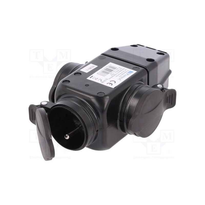 1 pcs x PAWBOL - D.3156 - Connector: AC supply, socket, 2P+PE, 250VAC, 16A, black, for cable