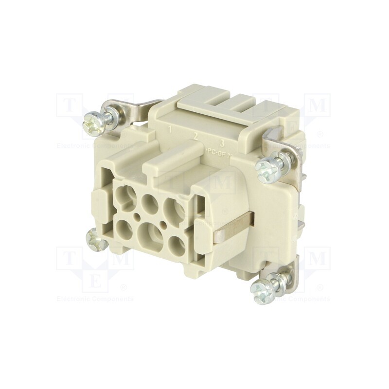 1 pcs x HARTING - 9330062716 - Connector: HDC, contact insert, female, Han® ES, PIN: 6, 6+PE, 16A