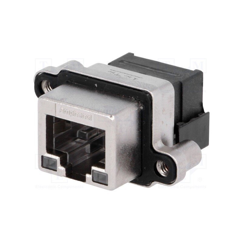 1 pcs x Amphenol Communications Solutions - MRJ-5381-01 - Socket, RJ45, with LED, UL94V-0, IP67, for panel mounting, THT