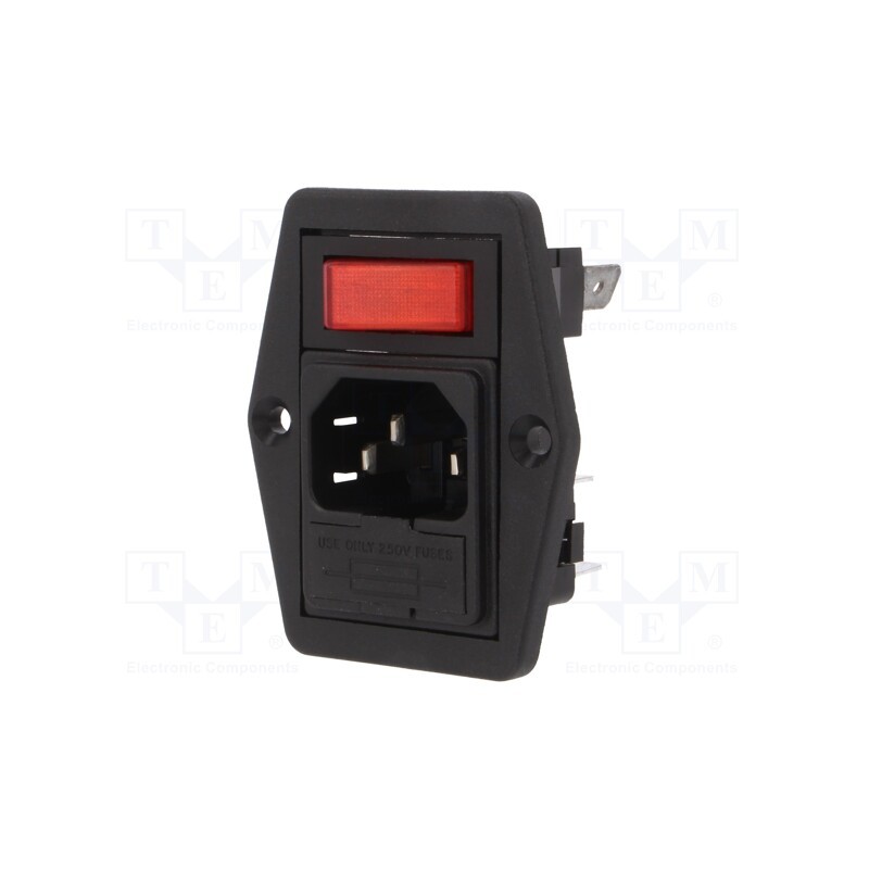 1 pcs x BULGIN - BVB01/Z0000/02 - Connector: AC supply, socket, male, 10A, 250VAC, IEC 60320, C14 (E)