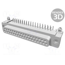 1 pcs x TE Connectivity - 5747847-4 - D-Sub, PIN: 37, socket, female, angled 90°, THT, UNC 4-40, AMPLIMITE