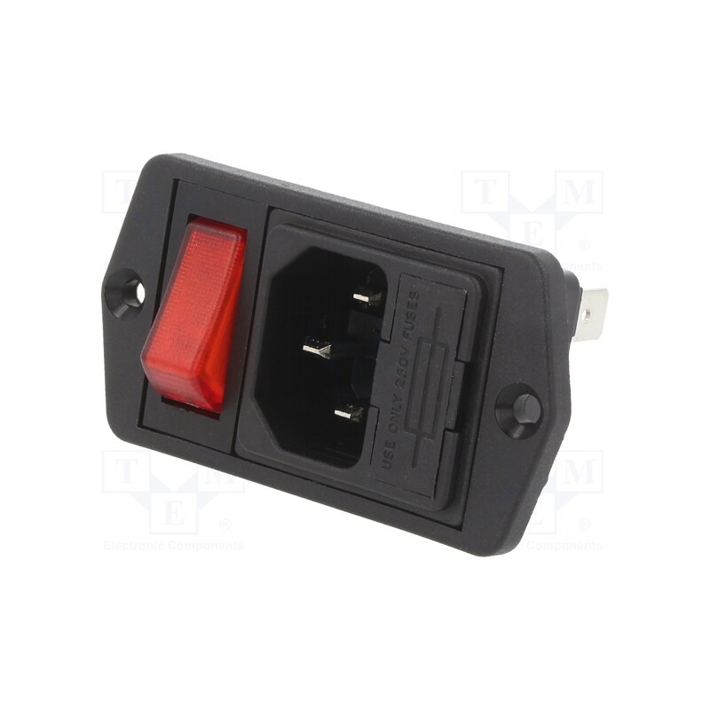 1 pcs x BULGIN - BVA01/Z0000/02 - Connector: AC supply, socket, male, 10A, 250VAC, IEC 60320, C14 (E)