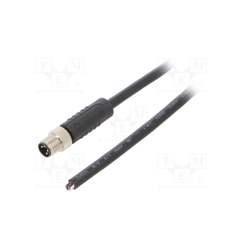 1 pcs x DEGSON ELECTRONICS - PM-M8A-04P-MM-SL7A01-00A(H) - Connector: M8, male, PIN: 4, straight, plug, 3A, IP65,IP67, 30V, 1m