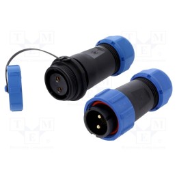 1 pcs x CONNFLY - DS1110-27-2BU8 - Connector: circular, male + female, PIN: 2, 3A, IP67, 500V