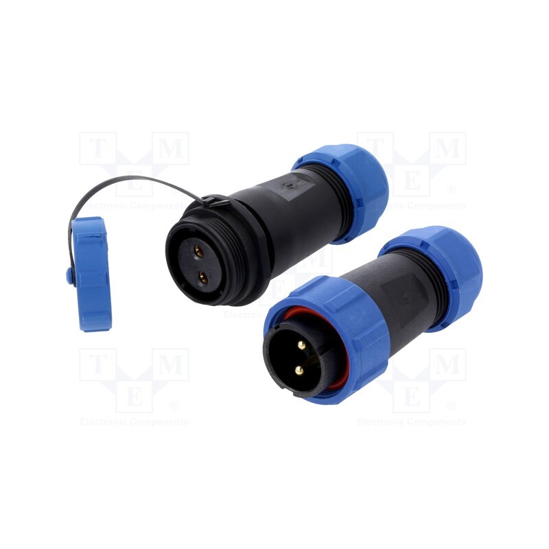 1 pcs x CONNFLY - DS1110-27-2BU8 - Connector: circular, male + female, PIN: 2, 3A, IP67, 500V