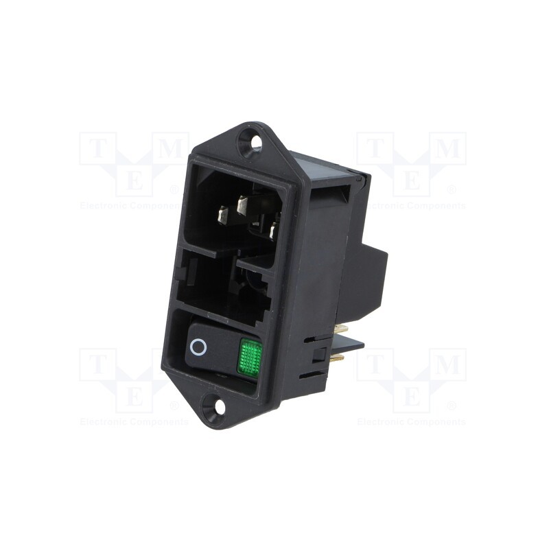 1 pcs x SCHURTER - DD11.0124.1111 - Connector: AC supply, socket, male, 10A, 250VAC, IEC 60320, C14 (E)