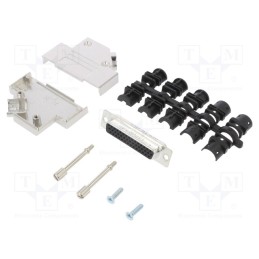 1 pcs x Amphenol Communications Solutions - L17D45ZK25+L77HDB44S - D-Sub HD, PIN: 44, female, angled 45°, soldering, for cable