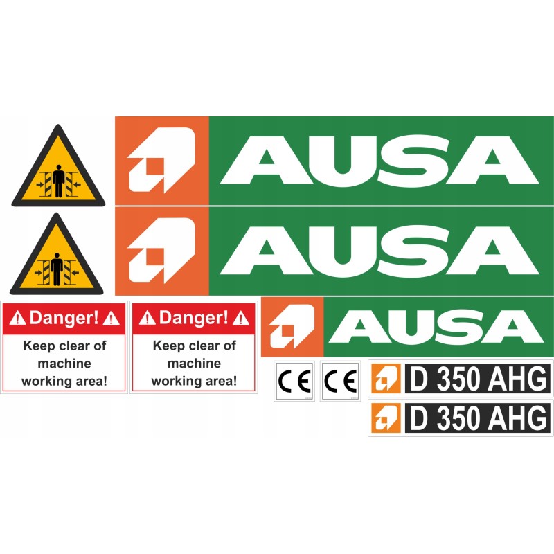 Ausa d350 ahg stickers dump truck sticker set
