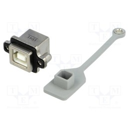 1 pcs x Amphenol Communications Solutions - MUSB-D111-M1 - Socket, USB B, MUSB, for panel mounting,screw, THT, angled 90°