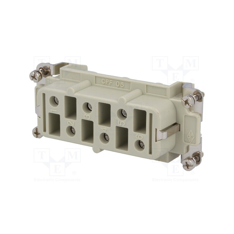 1 pcs x ILME - CPF 06 - Connector: HDC, contact insert, female, CP, PIN: 6, 6+PE, size 77.27