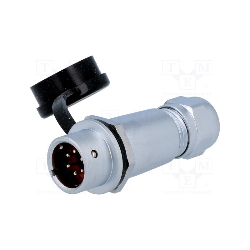 1 pcs x WEIPU - SF1211/P6I - Plug, SF12, male, PIN: 6, IP67, 4÷6.5mm, 5A, soldering, for cable