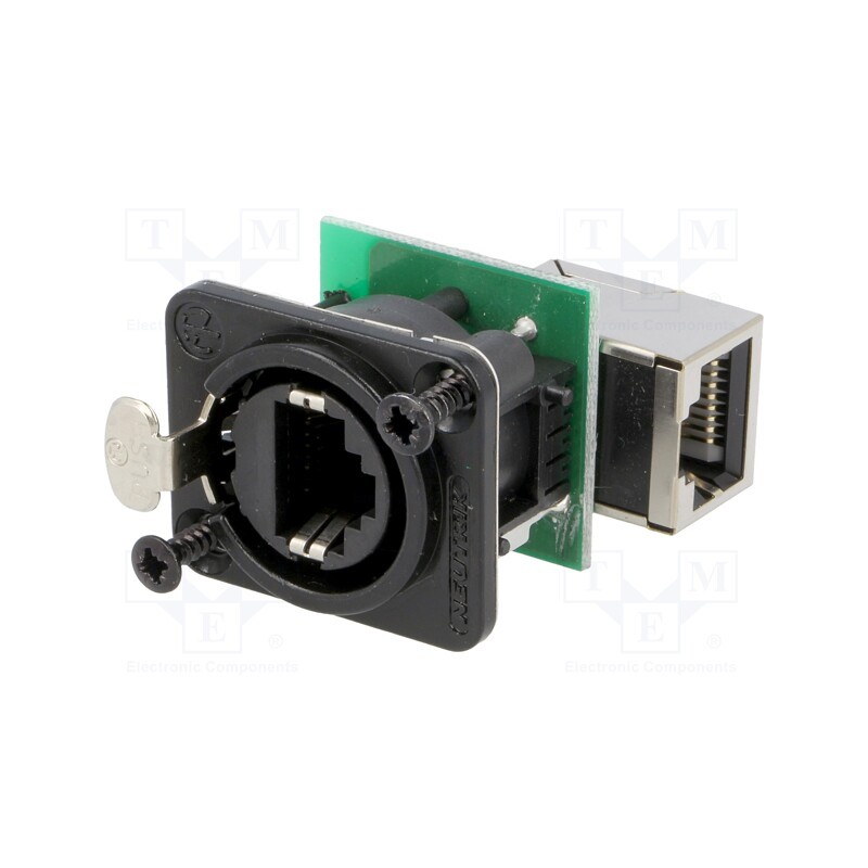1 pcs x NEUTRIK - NE8FDP-R-B - Socket, coupler, etherCON, PIN: 8, Cat: 5e, gold-plated, Layout: 8p8c