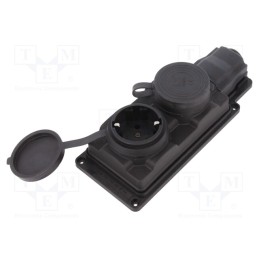 1 pcs x PAWBOL - D.3159/2-S - Connector: AC supply, socket, 2P+PE, 250VAC, 16A, black, IP44