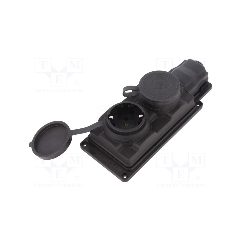 1 pcs x PAWBOL - D.3159/2-S - Connector: AC supply, socket, 2P+PE, 250VAC, 16A, black, IP44