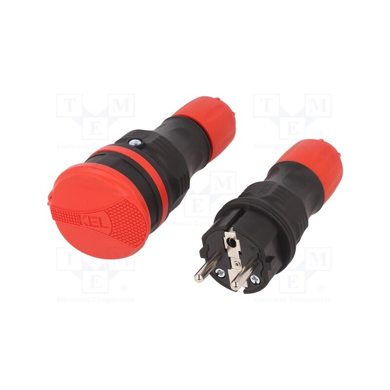 1 pcs x PLASTROL - W-98004 - Connector: AC supply, male,female, socket,plug, 2P+PE, 250VAC, 16A