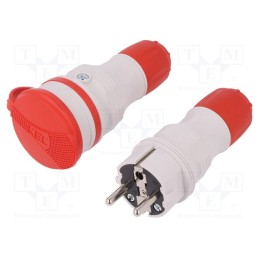 1 pcs x PLASTROL - W-98005 - Connector: AC supply, male,female, socket,plug, 2P+PE, 250VAC, 16A