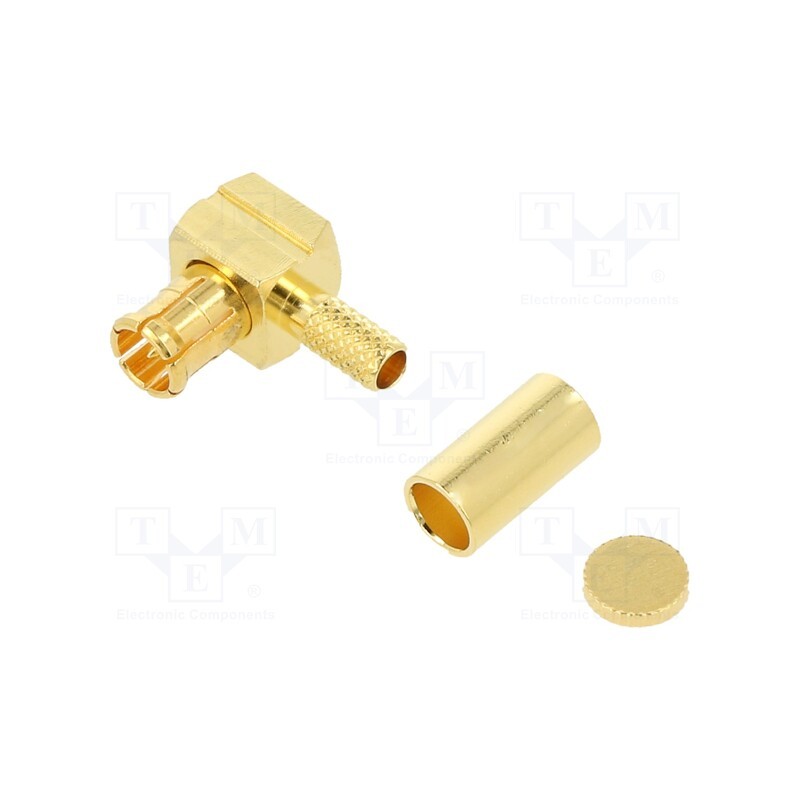 1 pcs x AMPHENOL RF - 252102-75 - Plug, MCX, male, angled 90°, 75Ω, soldering,crimped, for cable